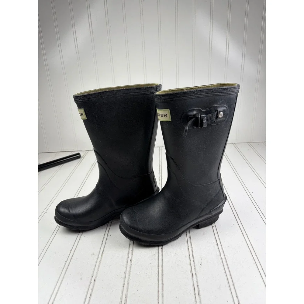 Hunter Original Black Norris Field Waterproof Rubber Rain Boots Kids Size 13/1